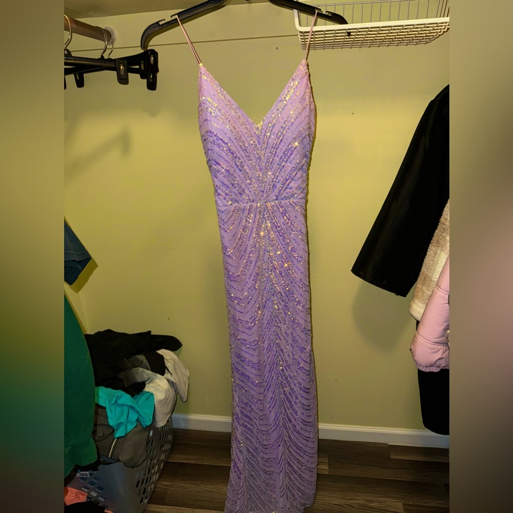 Windsor Purple Sequins Prom Dress